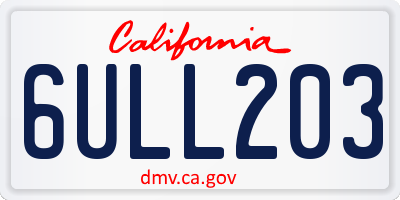 CA license plate 6ULL203