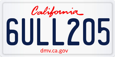 CA license plate 6ULL205