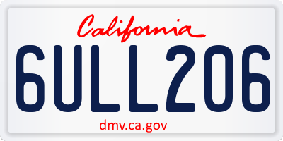 CA license plate 6ULL206