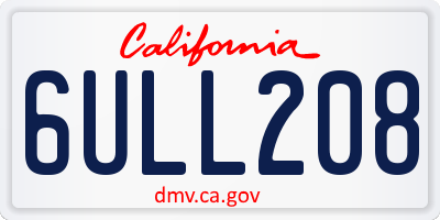 CA license plate 6ULL208