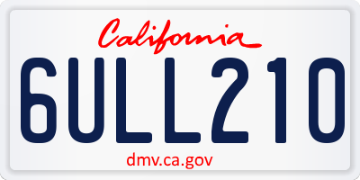CA license plate 6ULL210