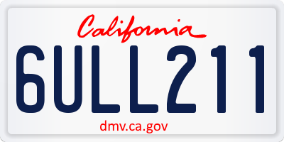CA license plate 6ULL211