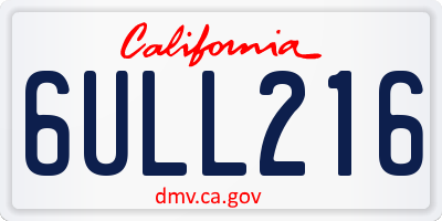 CA license plate 6ULL216