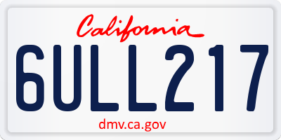 CA license plate 6ULL217