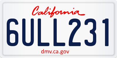 CA license plate 6ULL231