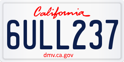 CA license plate 6ULL237