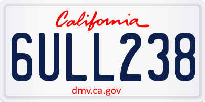 CA license plate 6ULL238