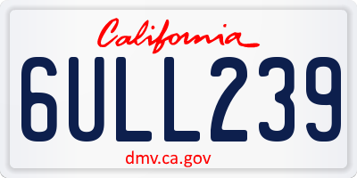 CA license plate 6ULL239