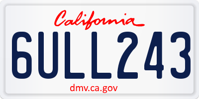 CA license plate 6ULL243