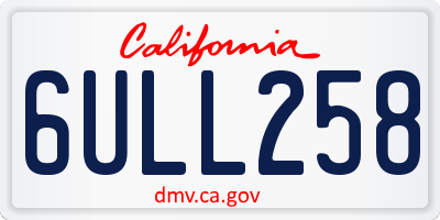 CA license plate 6ULL258