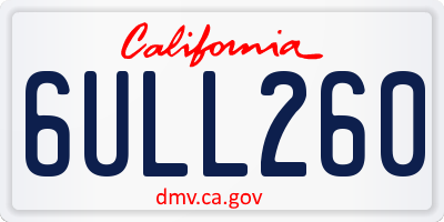 CA license plate 6ULL260