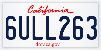 CA license plate 6ULL263
