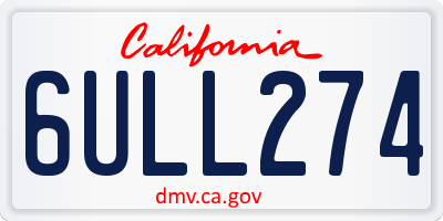 CA license plate 6ULL274