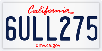 CA license plate 6ULL275