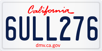CA license plate 6ULL276