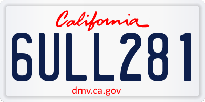 CA license plate 6ULL281