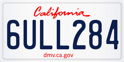 CA license plate 6ULL284