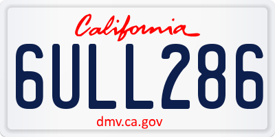 CA license plate 6ULL286