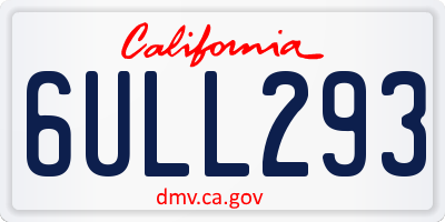 CA license plate 6ULL293