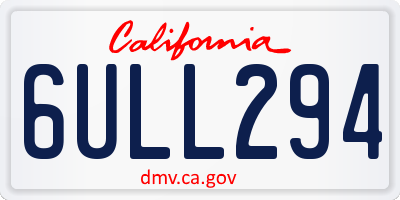 CA license plate 6ULL294