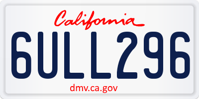 CA license plate 6ULL296