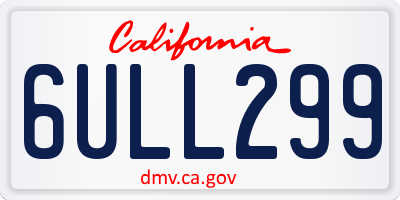 CA license plate 6ULL299
