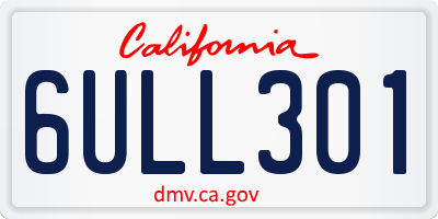 CA license plate 6ULL301