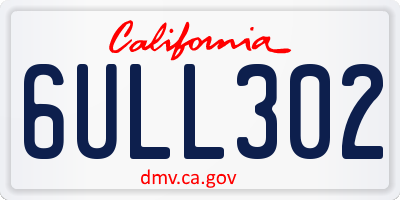 CA license plate 6ULL302