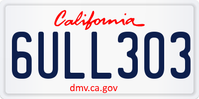 CA license plate 6ULL303