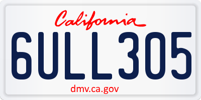 CA license plate 6ULL305