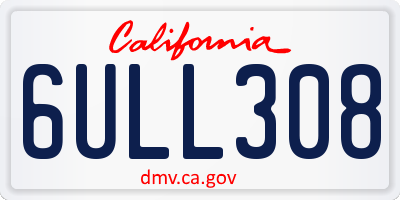 CA license plate 6ULL308