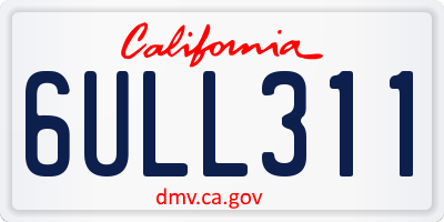 CA license plate 6ULL311