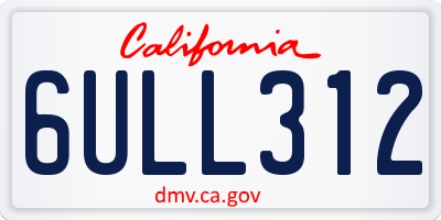 CA license plate 6ULL312