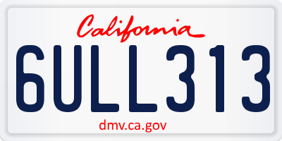 CA license plate 6ULL313