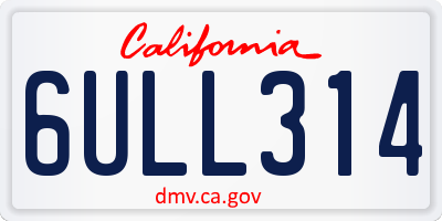 CA license plate 6ULL314