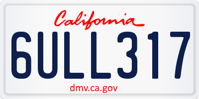 CA license plate 6ULL317