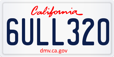 CA license plate 6ULL320