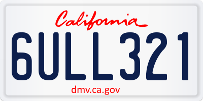 CA license plate 6ULL321