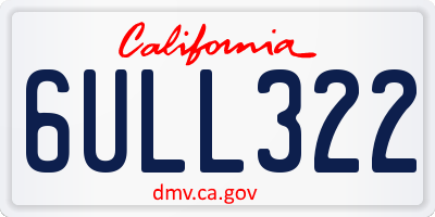 CA license plate 6ULL322