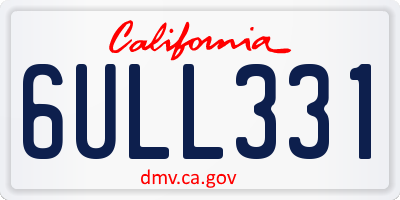 CA license plate 6ULL331