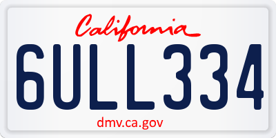CA license plate 6ULL334