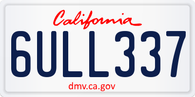 CA license plate 6ULL337