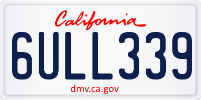 CA license plate 6ULL339