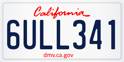 CA license plate 6ULL341