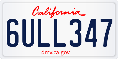 CA license plate 6ULL347