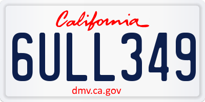 CA license plate 6ULL349