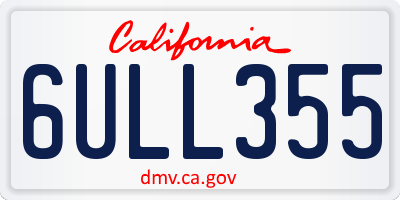 CA license plate 6ULL355