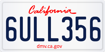 CA license plate 6ULL356