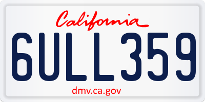 CA license plate 6ULL359