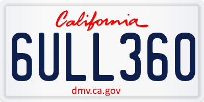 CA license plate 6ULL360